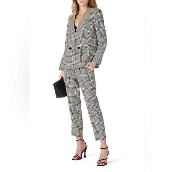 Club Monaco Black and White Plaid Cropped Pants - Picture 3 of 12